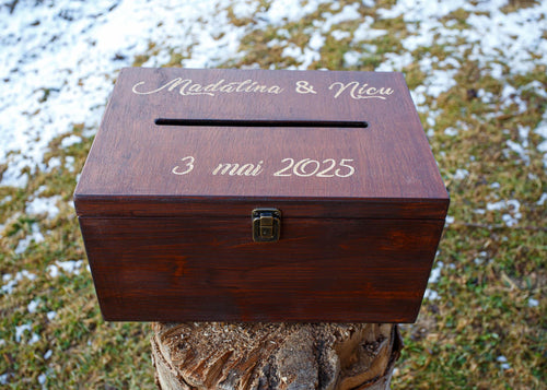 Cutie de Dar Handmade din Lemn – Gravură Personalizată 30x20x15 cm